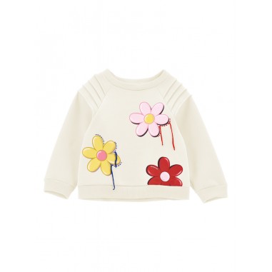 Monnalisa FLOWER PRINT SWEATSHIRT CREAM - MONNALISA 19D62840100001-Bi-monnalisa2425