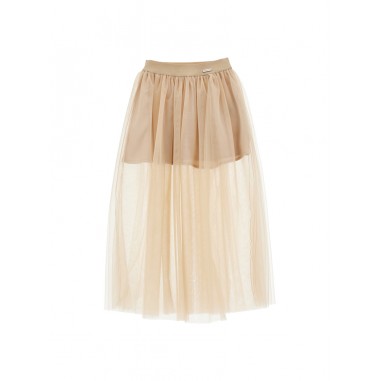 Monnalisa GONNA CON SPACCO TULLE BEIGE - MONNALISA 41D704T99450003-Be-monnalisa2425