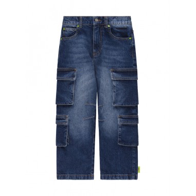 Barrow Kids DENIM CARGO PANTS JUNIOR UNISEX BLUE DENIM - BARROW KIDS F4BKJUDP028126-Bl-barrow2425