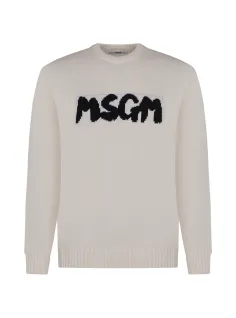 COTTON SWEATER CREAM - MSGM KIDS