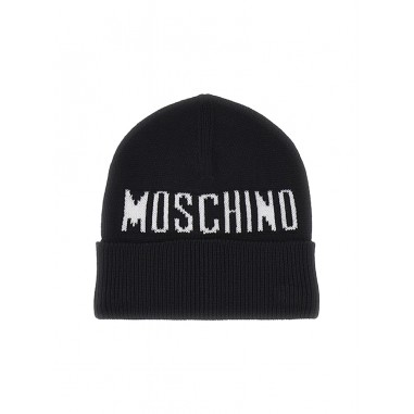 Moschino Kids CAPPELLO LOGATO COTONE NERO HUX02FLHE66 60100 -Ne-moschino2425