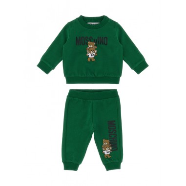 Moschino Kids COMPLETO FELPA+PANTALONE VERDE FORESTA M6K02PLCA14 30139 -Ve-moschino2425