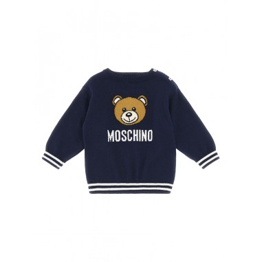 Moschino Kids MAGLIA FILO CON ORSETTO BLU NAVY MYW00JLHE43 40016 -Bl-moschino2425