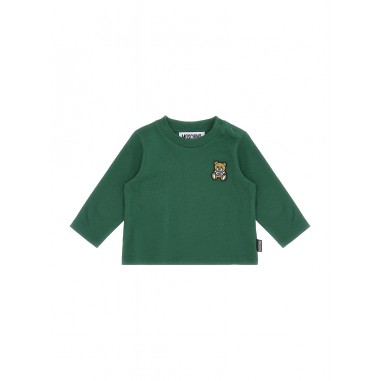 Moschino Kids T-SHIRT CON APPLICAZIONE ORSETTO VERDE FORESTA MPO00RLAA10 30139 -Ve-moschino2425