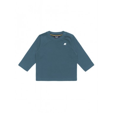 K-Way LONG SLEEVE T-SHIRT GREY BLUE AVIO  E. ELMETTE PEACH  - K-WAY K6123WW k56-Bl-kway2425