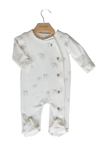 BOSCO STRETCH SWEATSHIRT ROMPER  ELEPHANT WHITE - BAMBOOM