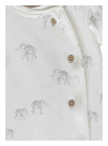 BOSCO STRETCH SWEATSHIRT ROMPER  ELEPHANT WHITE - BAMBOOM