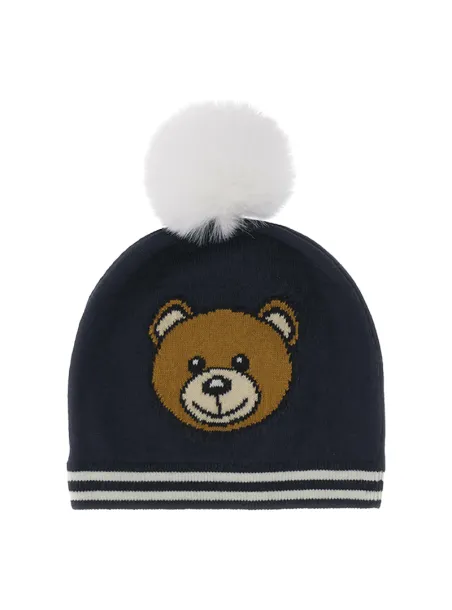 WOOL HAT NAVY BLUE - MOSCHINO KIDS