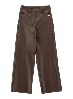 ECO-LEATHER PANTS DEEP BROWN - MONNALISA