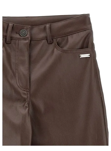 ECO-LEATHER PANTS DEEP BROWN - MONNALISA