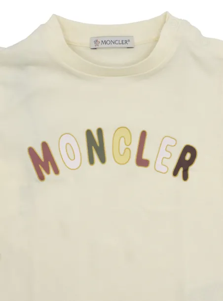 LONG SLEEVE T-SHIRT CREAM - MONCLER KIDS