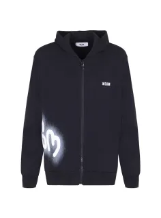 FELPA CON CAPPUCCIO E ZIP NERO