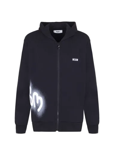 FELPA CON CAPPUCCIO E ZIP NERO