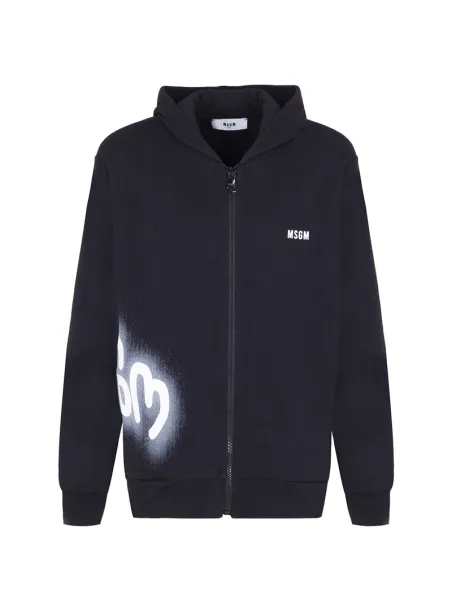 FELPA CON CAPPUCCIO E ZIP NERO