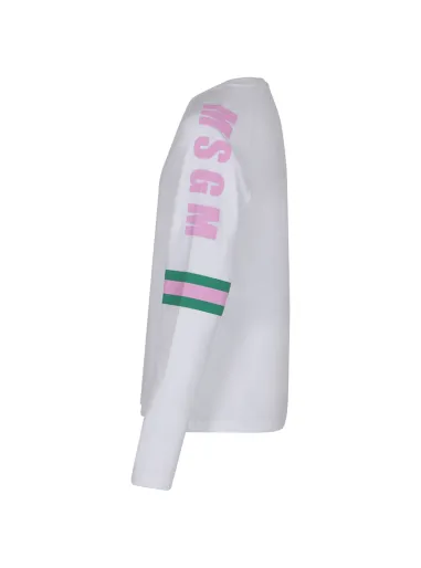 LONG SLEEVE T-SHIRT WHITE - MSGM KIDS