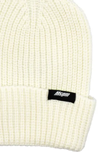 RIBBED WOOL HOOD CREAM - MSGM KIDS