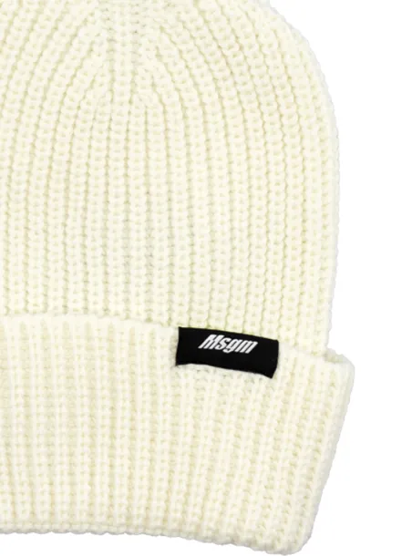 RIBBED WOOL HOOD CREAM - MSGM KIDS