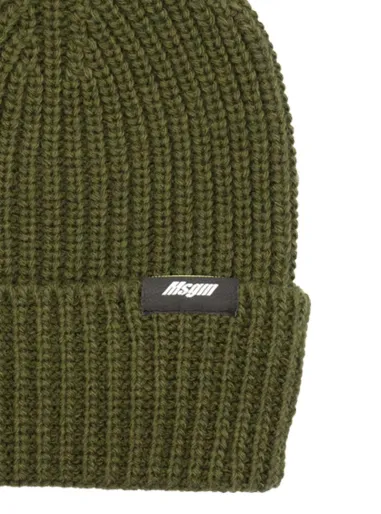 RIBBED WOOL HAT GREEN - MSGM KIDS