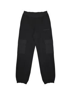 BLACK NYLON PANTS WITH BIG POCKETS - HINNOMINATE
