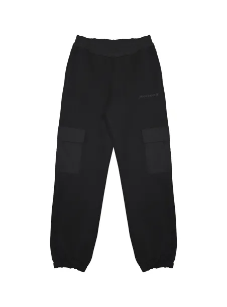 BLACK NYLON PANTS WITH BIG POCKETS - HINNOMINATE